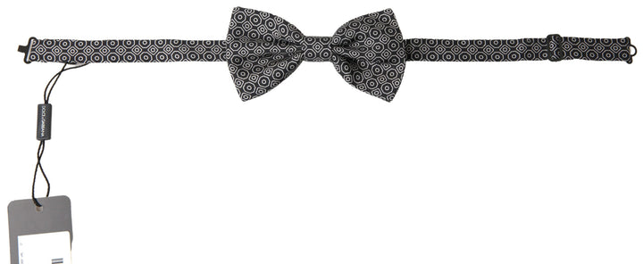 Dolce &amp; Gabbana Black White Pattern Adjustable Neck Papillon Bow Tie