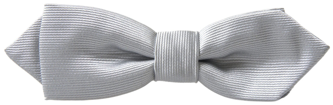 Dolce &amp; Gabbana Gray Silk Adjustable Men Neck Papillon Bow Tie