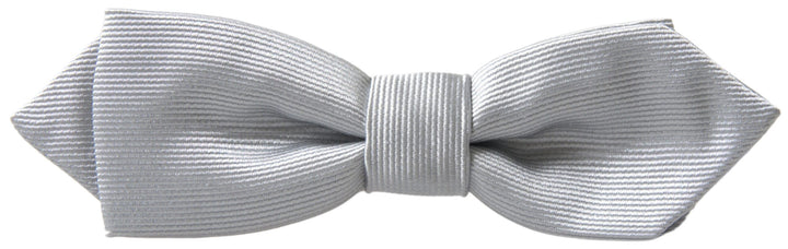 Dolce &amp; Gabbana Gray Silk Adjustable Men Neck Papillon Bow Tie