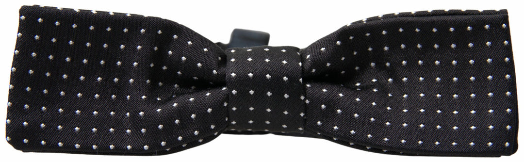 Dolce &amp; Gabbana Black Polka Dot Silk Adjustable Men Neck Papillon Bow Tie