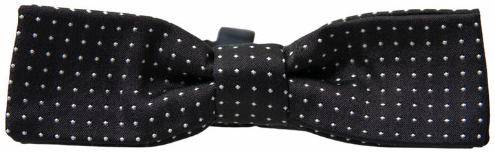 Dolce &amp; Gabbana Black Polka Dot Silk Adjustable Men Neck Papillon Bow Tie