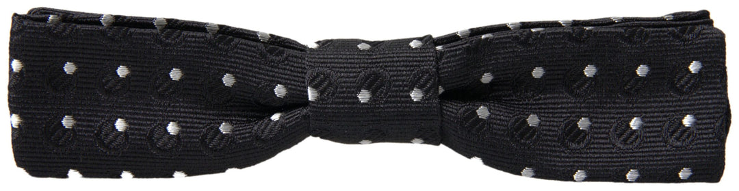 Dolce &amp; Gabbana Black Polka Dot Silk Adjustable Men Neck Papillon Bow Tie