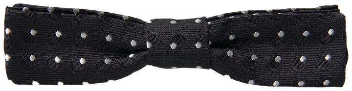 Dolce &amp; Gabbana Black Polka Dot Silk Adjustable Men Neck Papillon Bow Tie