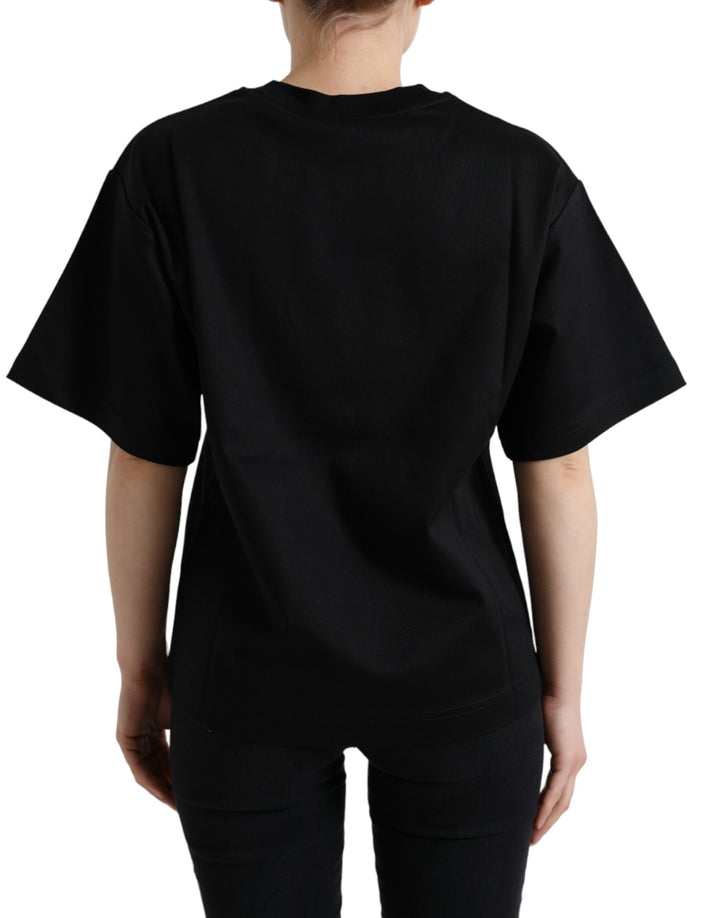 T-shirt élégant noir orné de cristaux Dolce &amp;amp; Gabbana