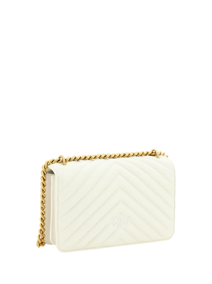 PINKO White Leather Love One Mini Shoulder Bag
