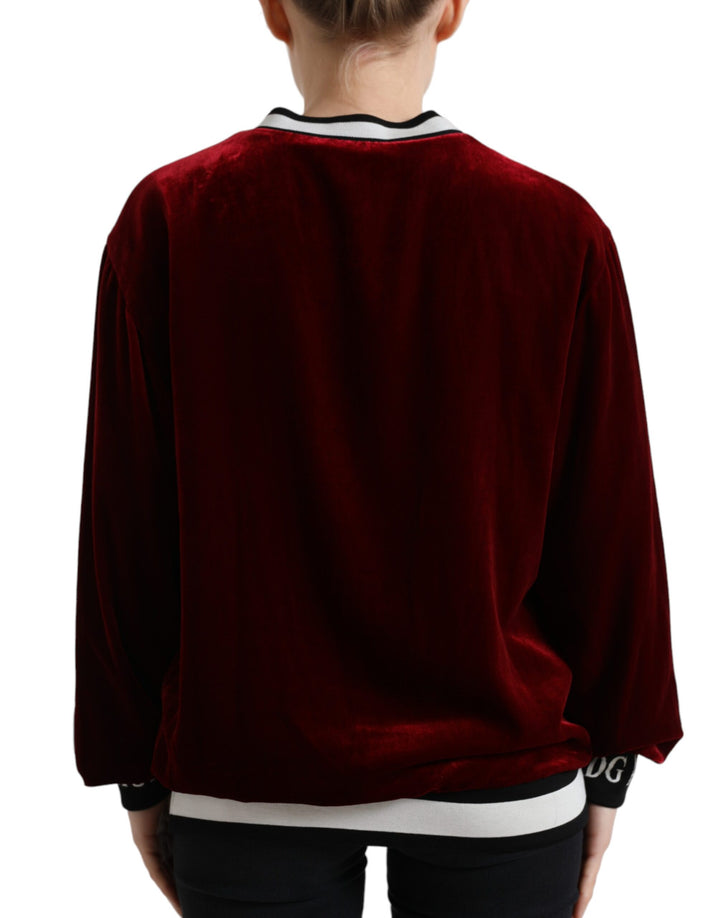 Pull élégant en soie mélangée bordeaux Dolce &amp;amp; Gabbana