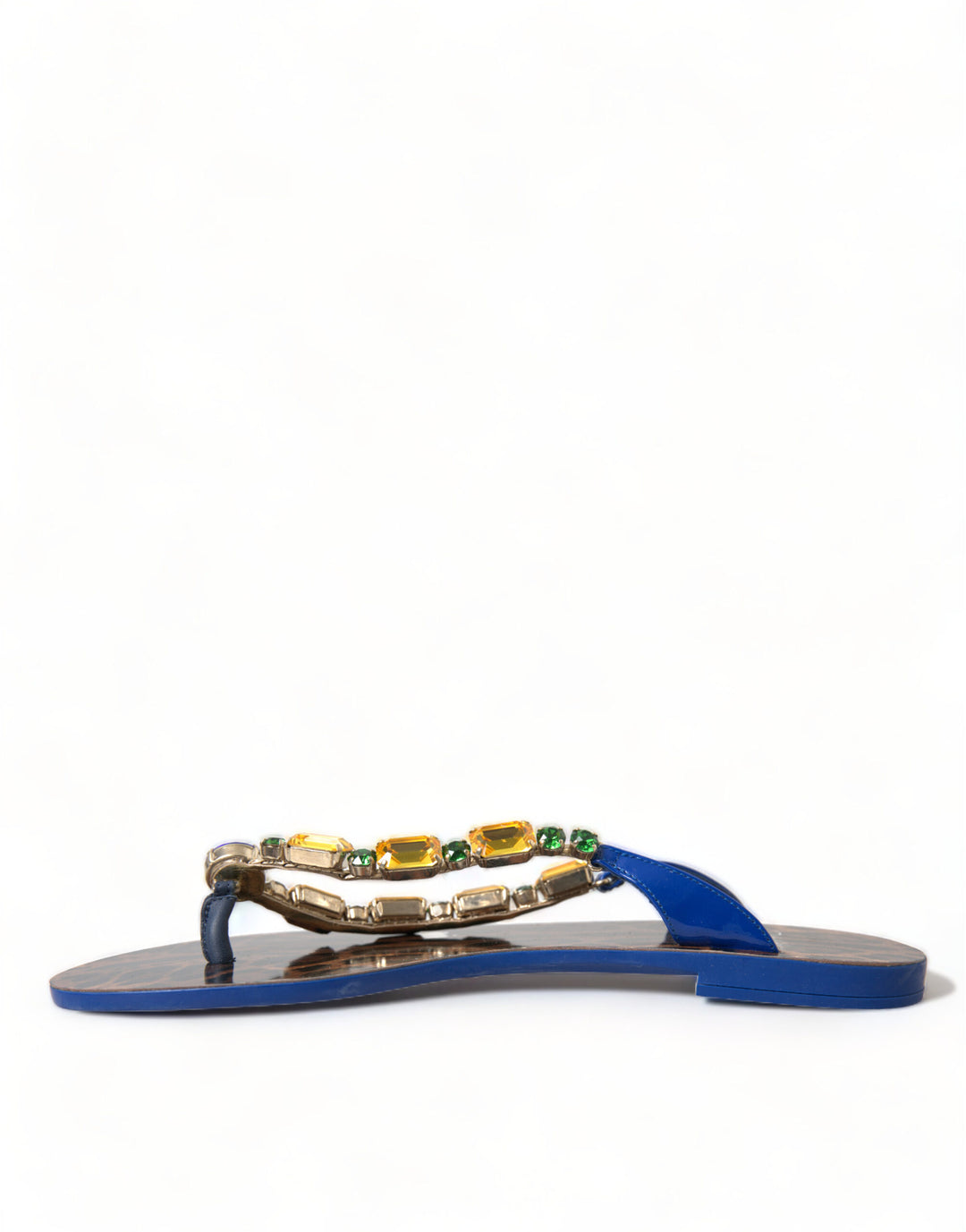 Sandales plates élégantes en cuir bleu Dolce &amp;amp; Gabbana