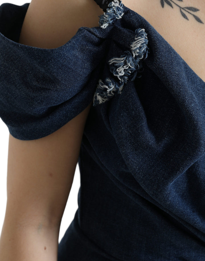 Dolce &amp; Gabbana Blue Patchwork Two Tone Denim Mini Dress