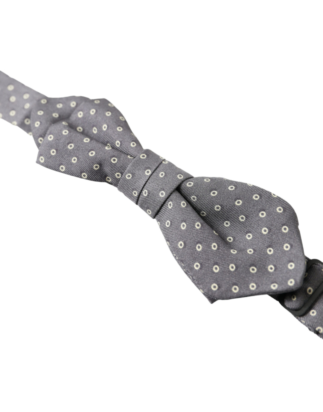 Dolce &amp; Gabbana Gray Polka Dots Silk Adjustable Neck Papillon Bow Tie
