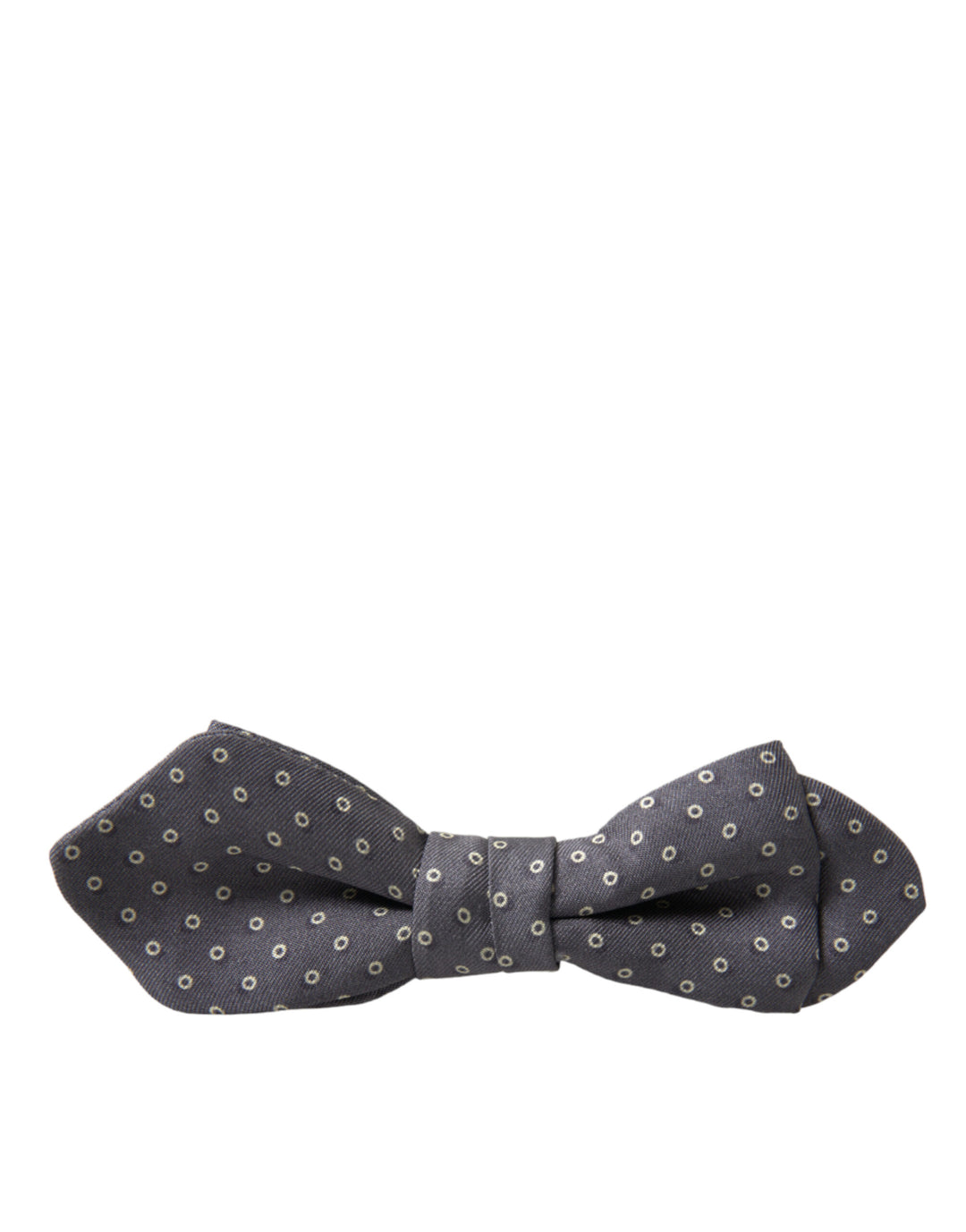 Dolce &amp; Gabbana Gray Polka Dots Silk Adjustable Neck Papillon Bow Tie