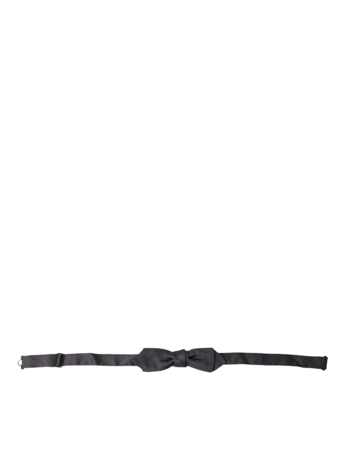 Dolce &amp; Gabbana Dark Gray Silk Adjustable Neck Men Papillon Bow Tie
