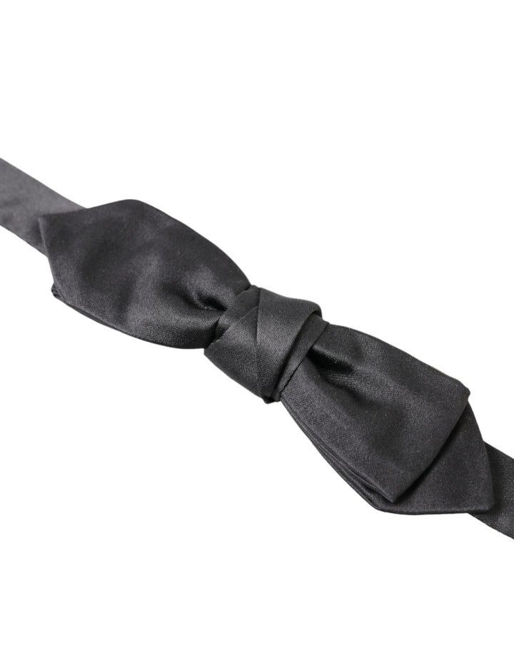Dolce &amp; Gabbana Dark Gray Silk Adjustable Neck Men Papillon Bow Tie
