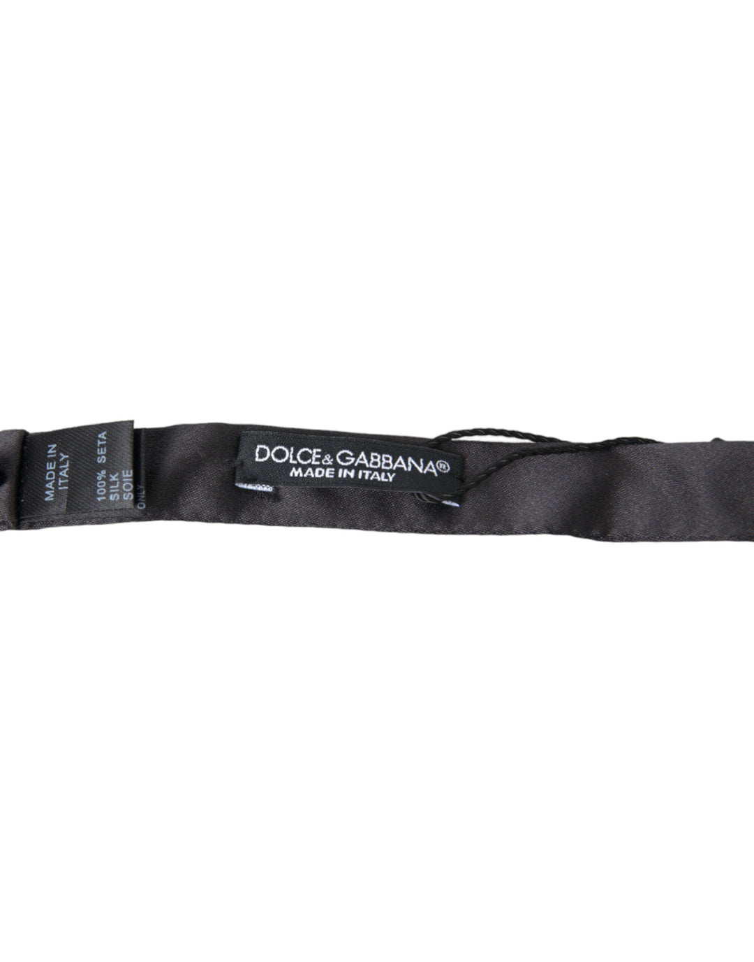 Dolce &amp; Gabbana Dark Gray Silk Adjustable Neck Men Papillon Bow Tie