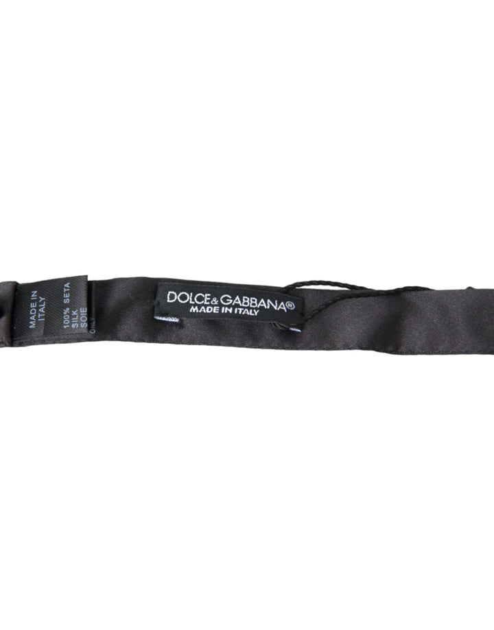 Dolce &amp; Gabbana Dark Gray Silk Adjustable Neck Men Papillon Bow Tie
