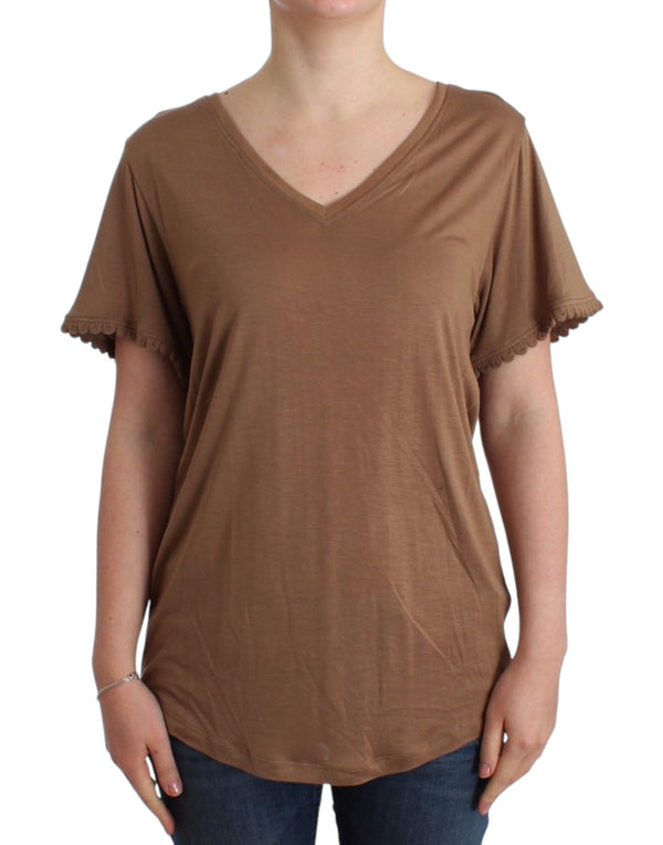 John Galliano - Brown shortsleeved top