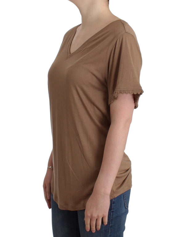 John Galliano - Brown shortsleeved top