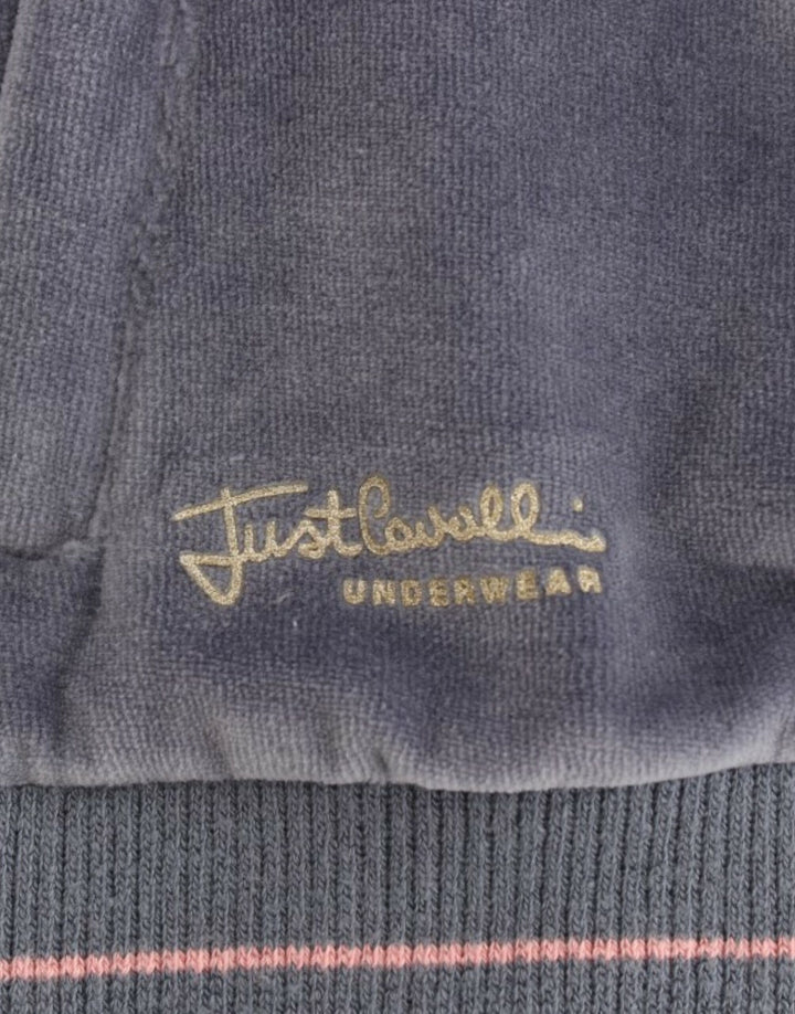 Cardigan élégant bleu zippé Cavalli avec détails dorés