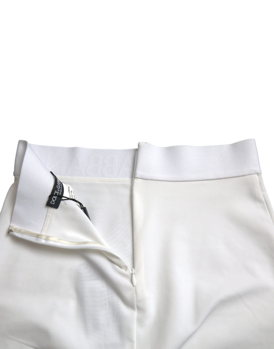 Dolce &amp; Gabbana White Viscose High Waist Pencil Cut Mini Skirt