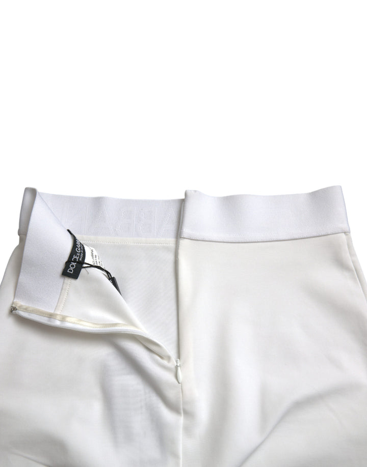 Dolce &amp; Gabbana White Viscose High Waist Pencil Cut Mini Skirt