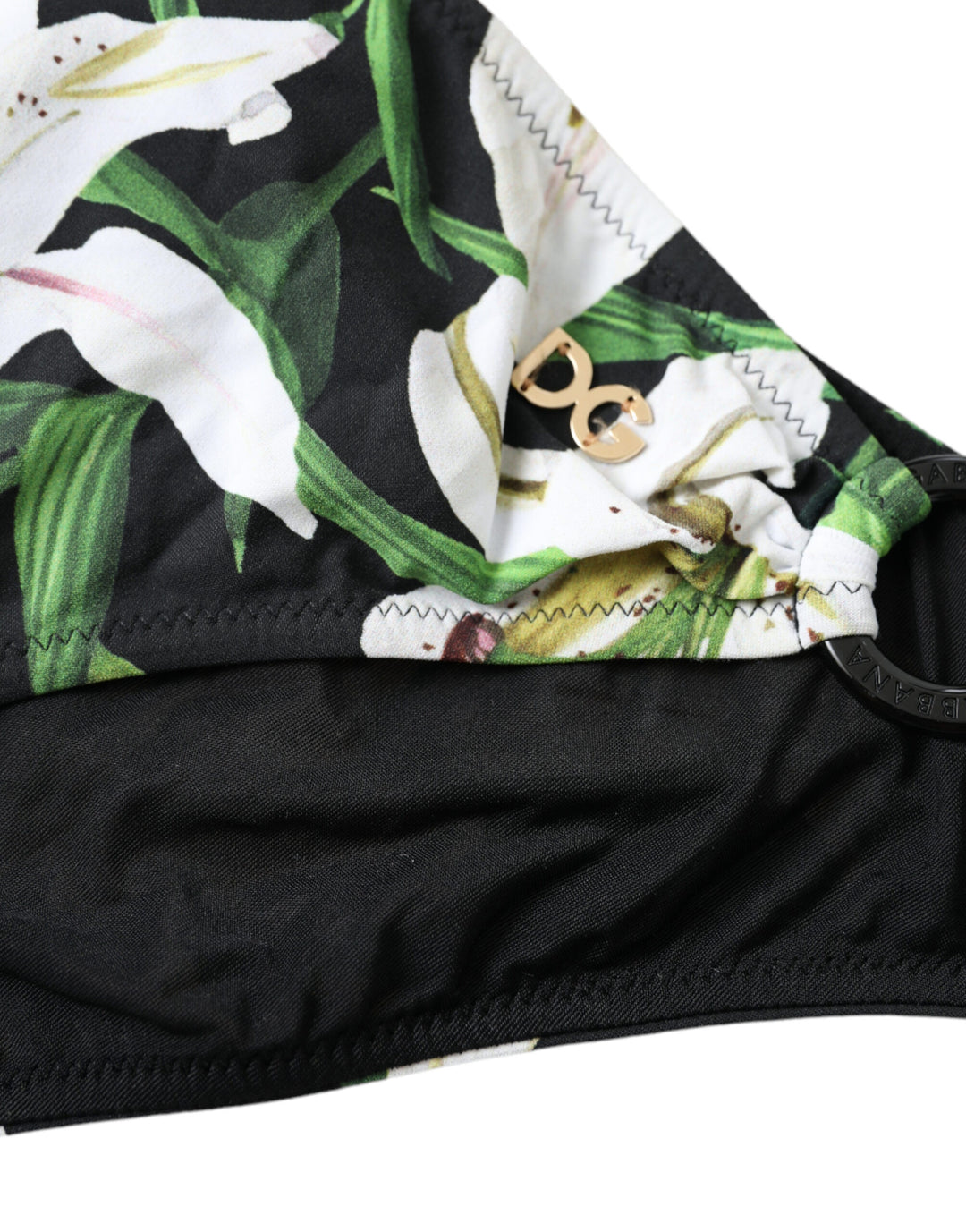 Dolce &amp; Gabbana Black Lily Print Swimwear Bottom Beachwear Bikini