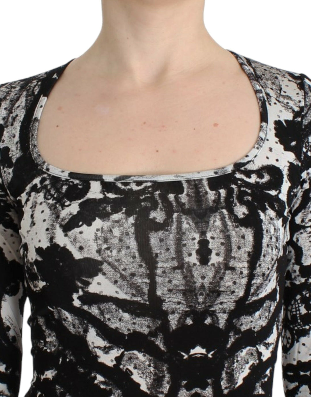 Cavalli Black Printed Sheath Dress women’s dress
