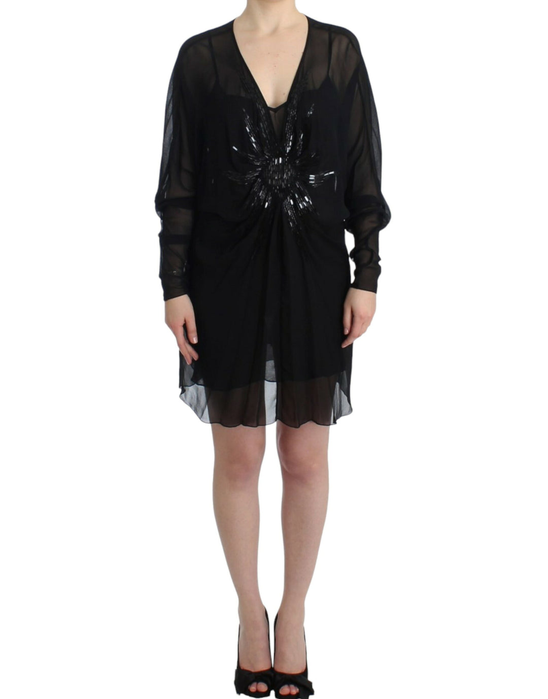 Cavalli Black long sleeve silk dress women’s