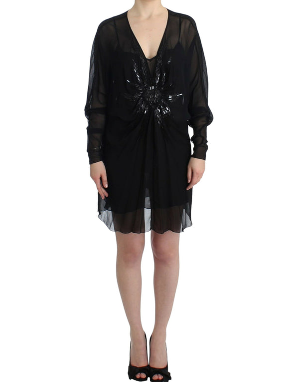 Cavalli Black long sleeve silk dress women’s