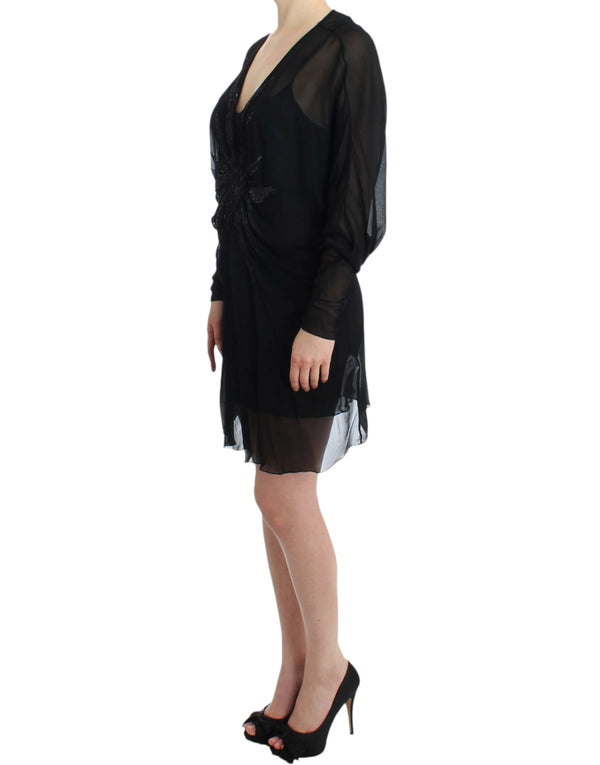 Cavalli Black long sleeve silk dress women’s