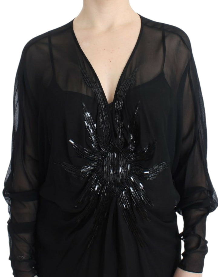 Cavalli Black long sleeve silk dress women’s