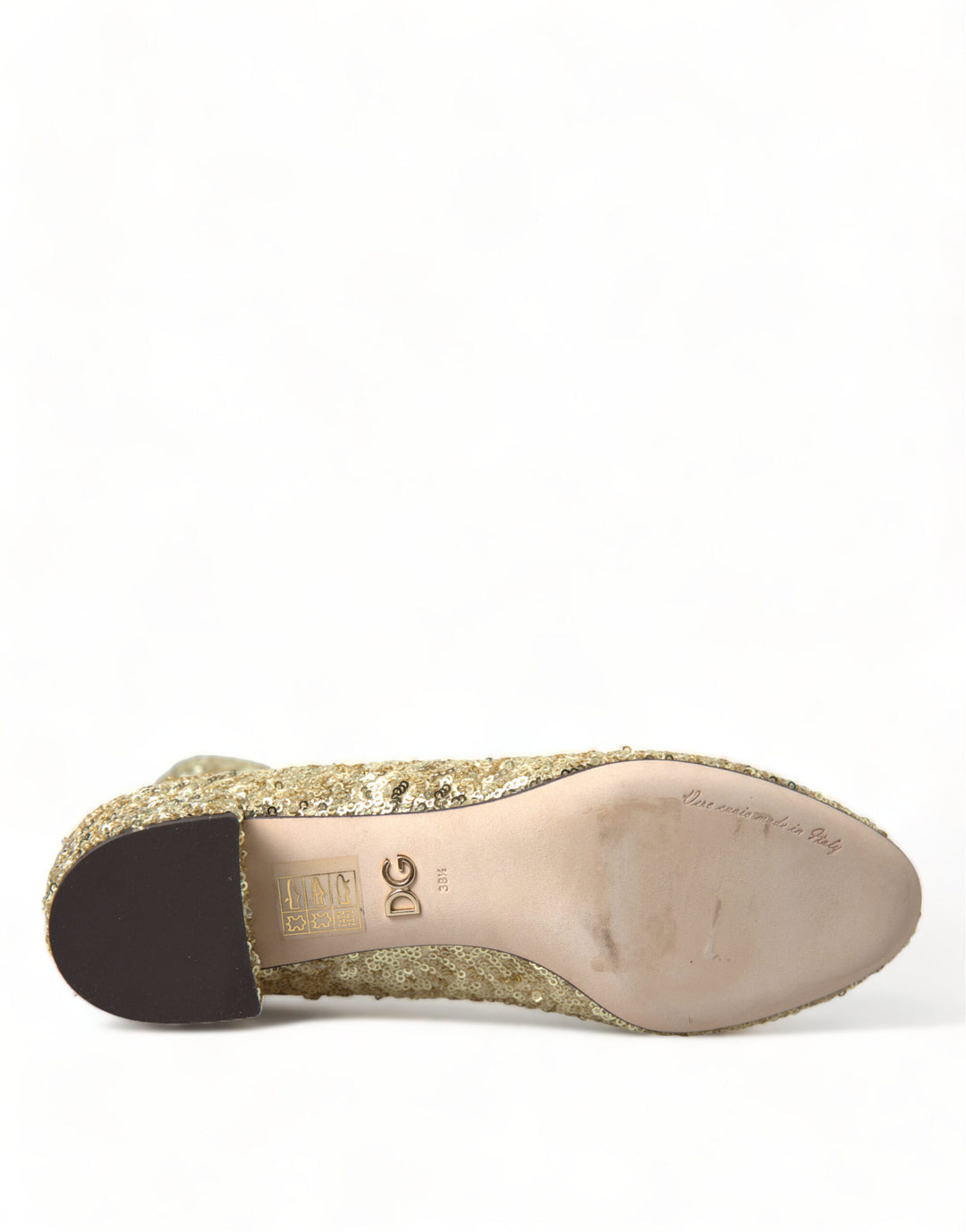 Dolce &amp; Gabbana Gold Sequined Short Boots Stretch Shoes