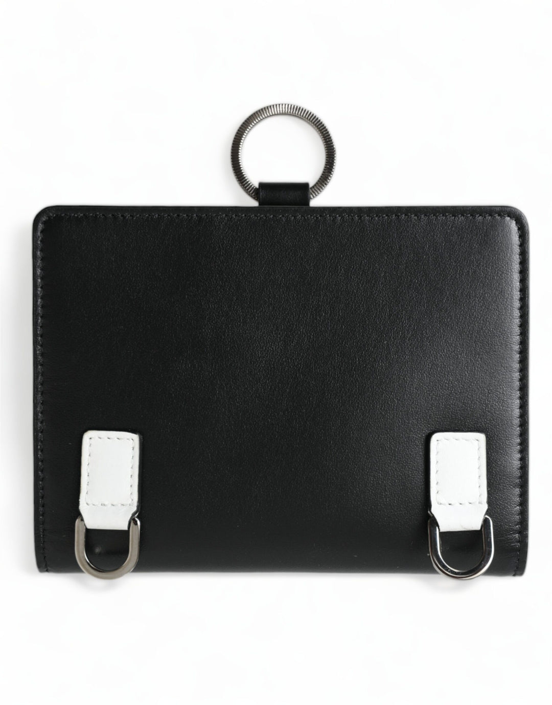 Dolce &amp; Gabbana Black Leather Crystal Embellished Card Holder Wallet