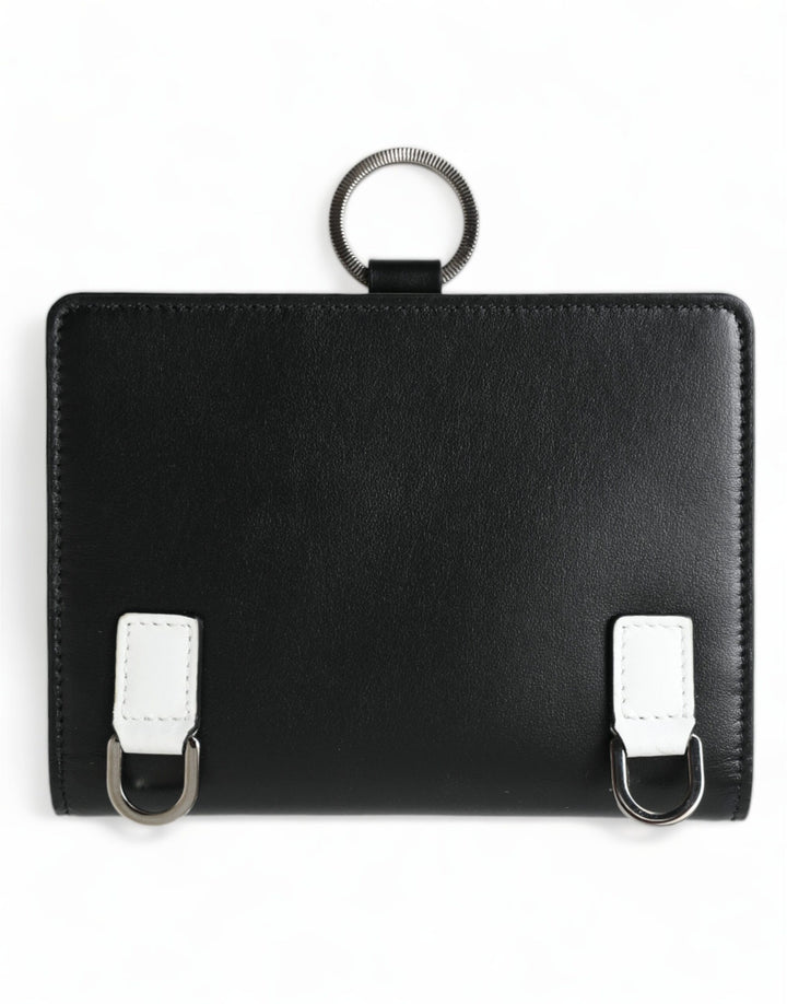 Dolce &amp; Gabbana Black Leather Crystal Embellished Card Holder Wallet
