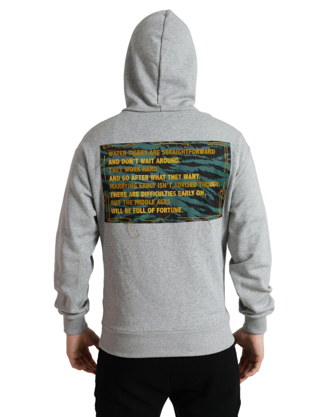 Dolce &amp; Gabbana Gray Cotton Logo Hooded Sweatshirt Sweater
