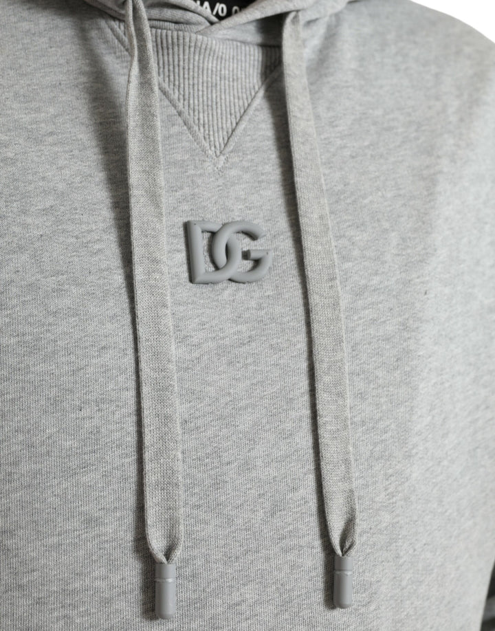 Dolce &amp; Gabbana Gray Cotton Logo Hooded Sweatshirt Sweater