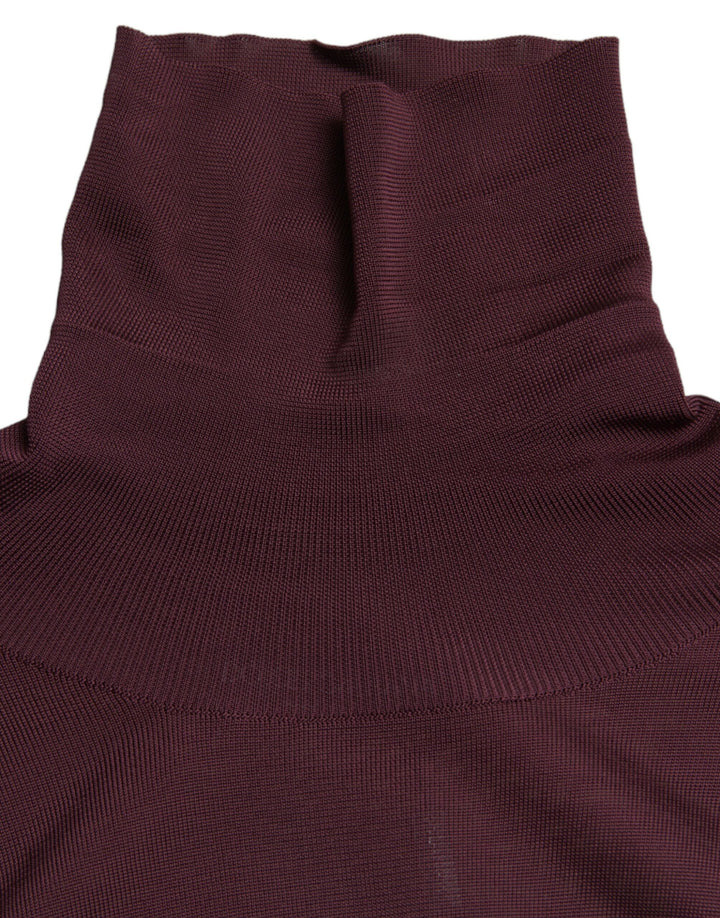 Dolce &amp; Gabbana Maroon Viscose Turtleneck Pullover Sweater