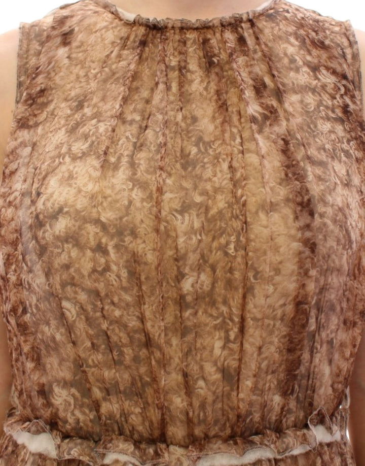 Dolce &amp; Gabbana Brown sleeveless silk dress women’s
