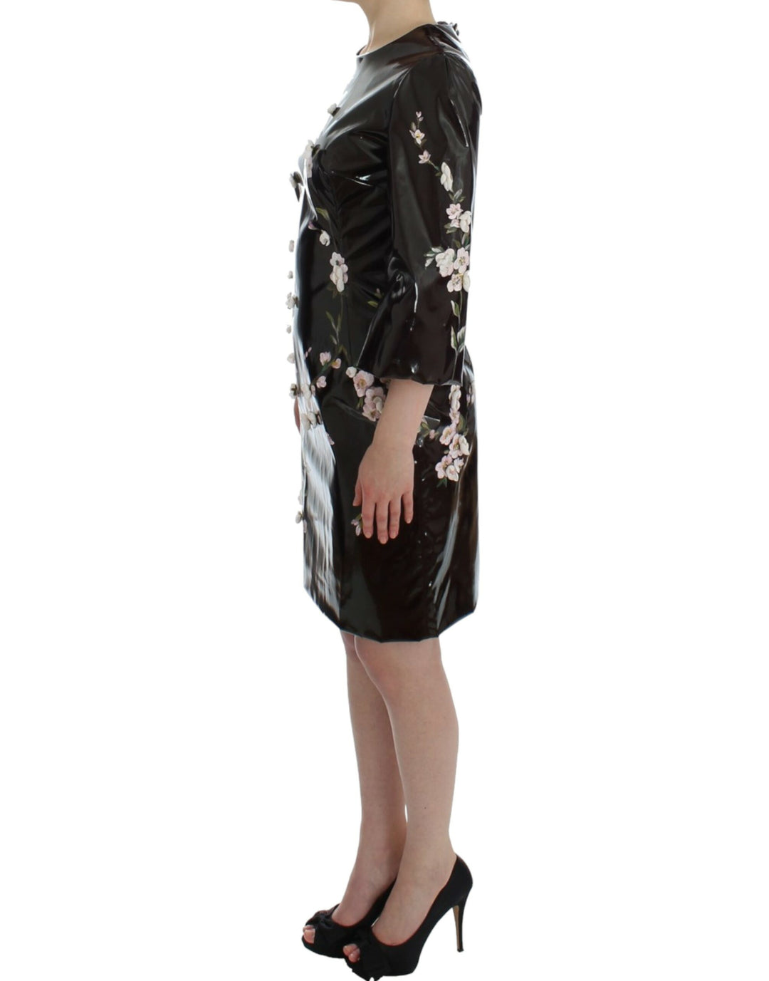 Dolce &amp; Gabbana Black floral 3/4 Sleeve sheath dress women’s