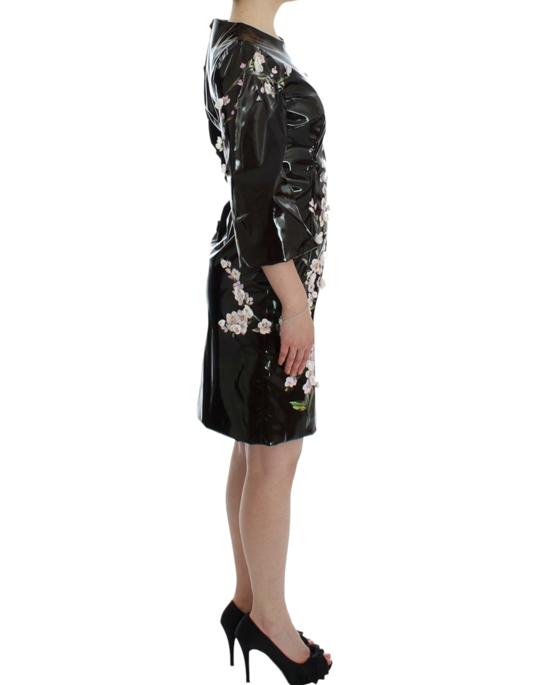 Dolce &amp; Gabbana Black floral 3/4 Sleeve sheath dress women’s