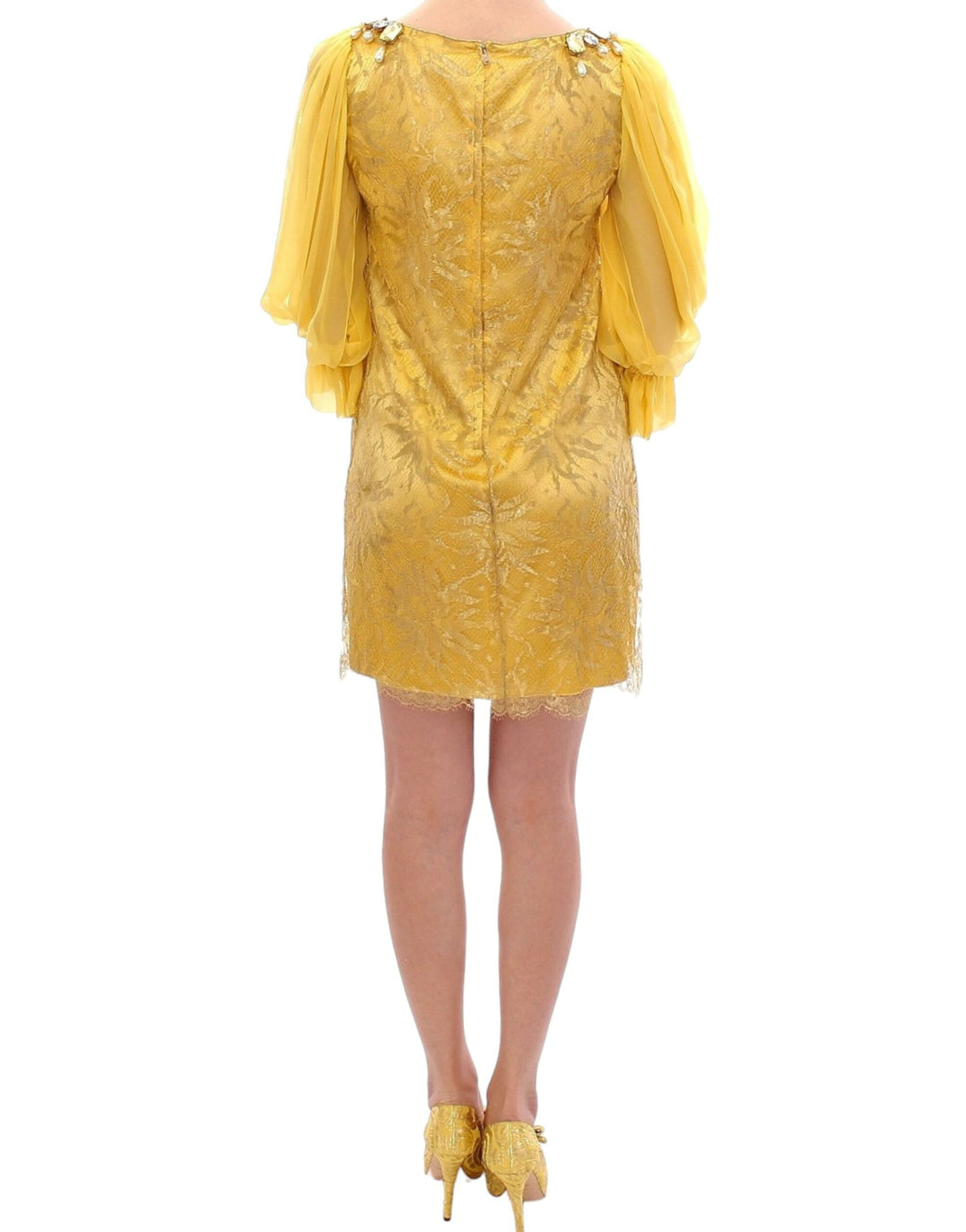 Dolce &amp; Gabbana Yellow lace crystal mini dress women’s