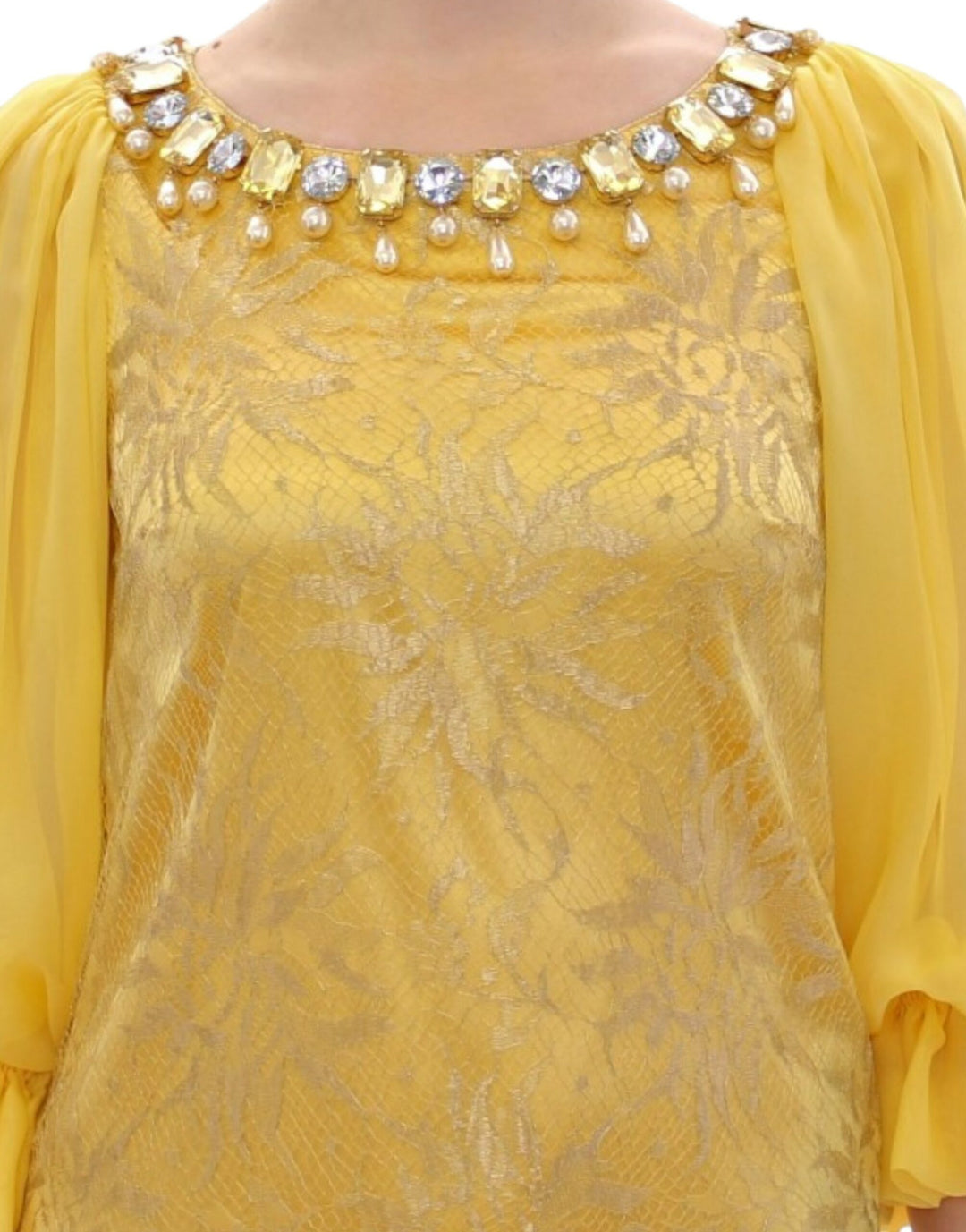 Dolce &amp; Gabbana Yellow lace crystal mini dress women’s
