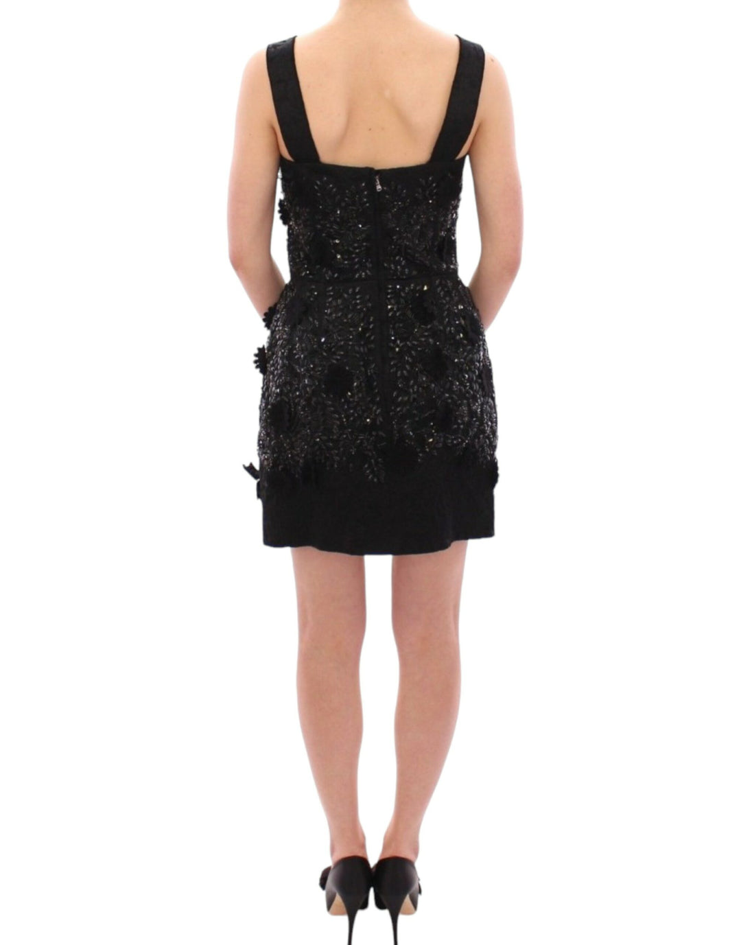 Dolce &amp; Gabbana Black floral crystal embedded dress women’s