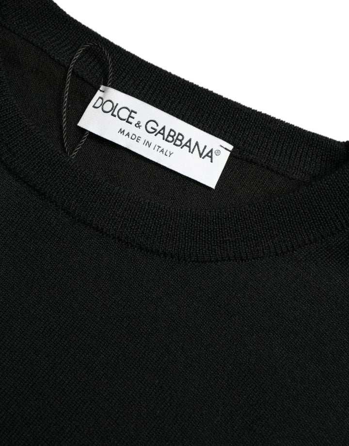Dolce &amp; Gabbana Black Wool Round Neck Pullover Sweater