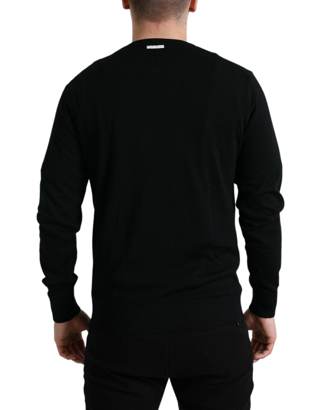 Dolce &amp; Gabbana Black Wool Round Neck Pullover Sweater