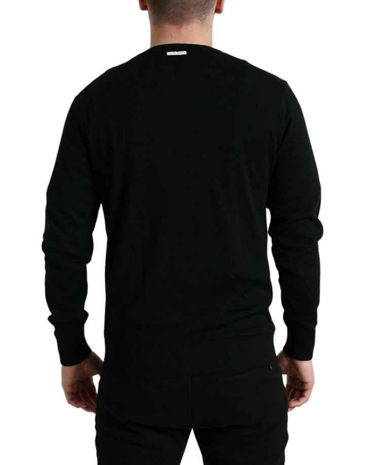 Dolce &amp; Gabbana Black Wool Round Neck Pullover Sweater