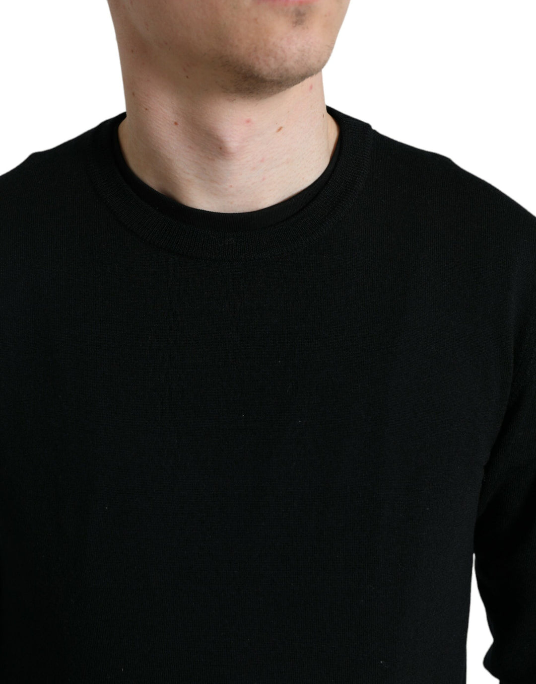 Dolce &amp; Gabbana Black Wool Round Neck Pullover Sweater
