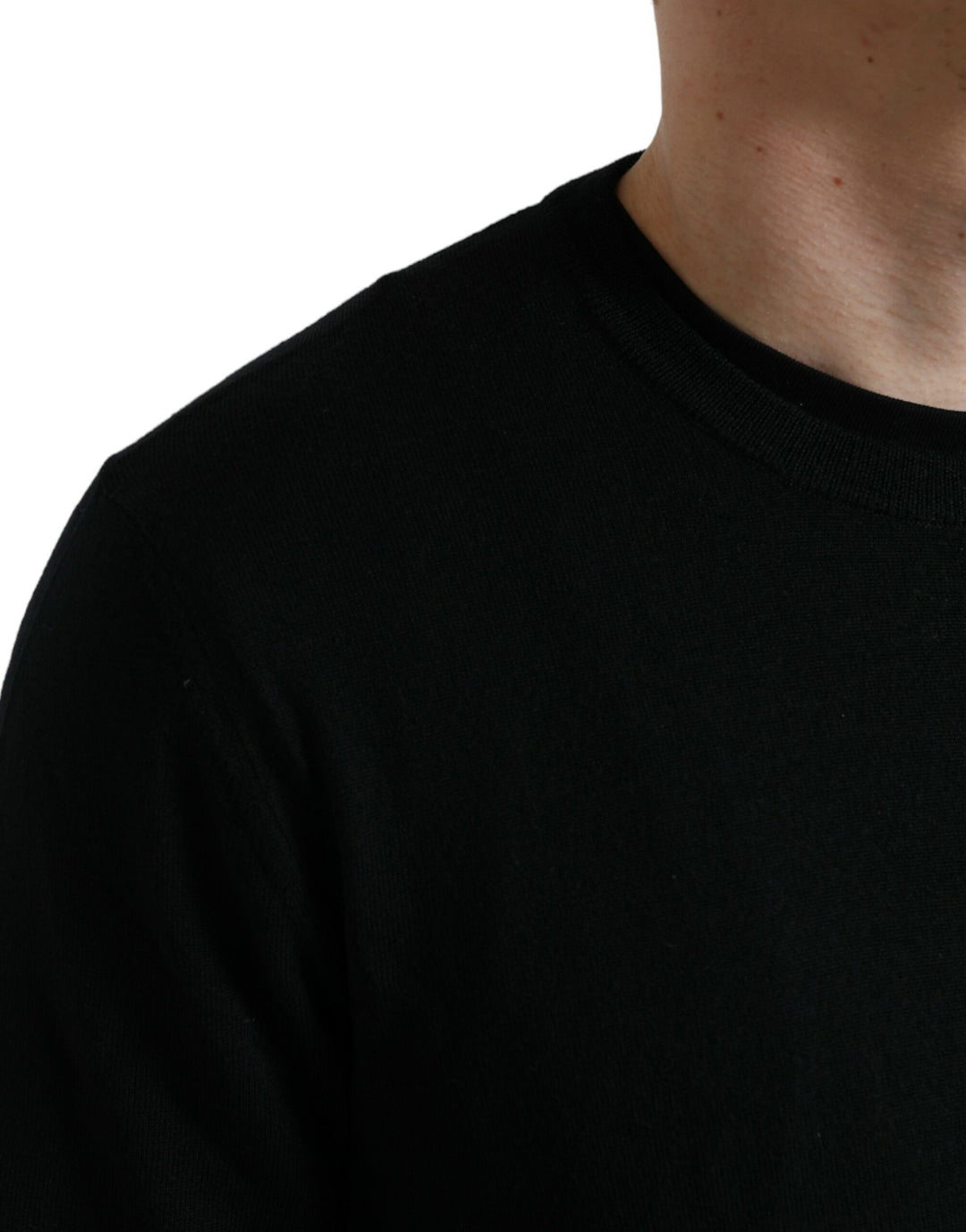 Dolce &amp; Gabbana Black Wool Round Neck Pullover Sweater