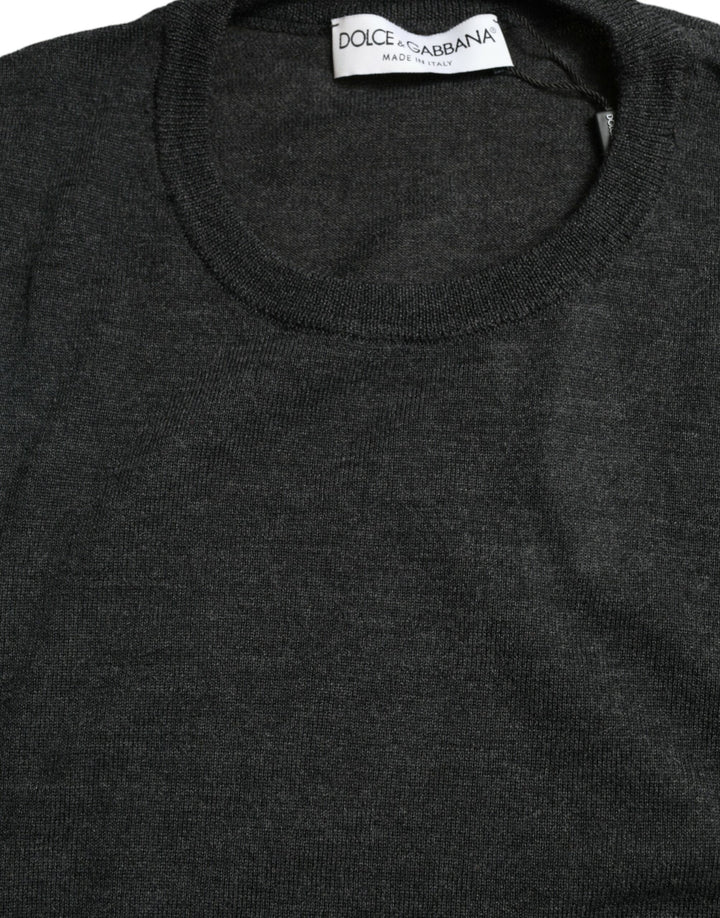 Dolce &amp; Gabbana Gray Wool Round Neck Pullover Sweater