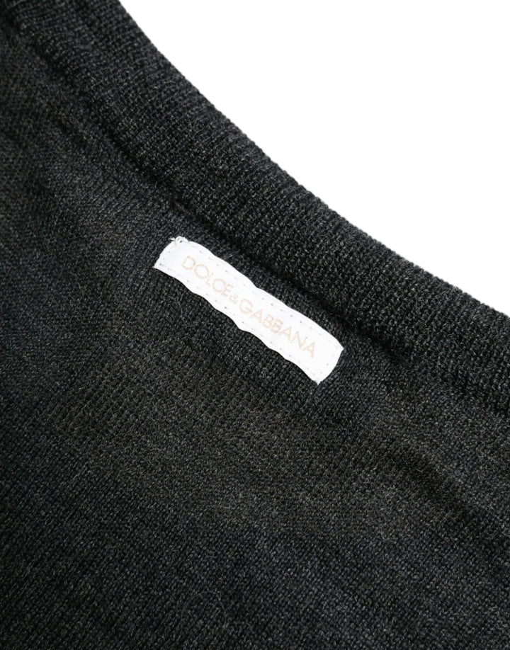 Dolce &amp; Gabbana Gray Wool Round Neck Pullover Sweater