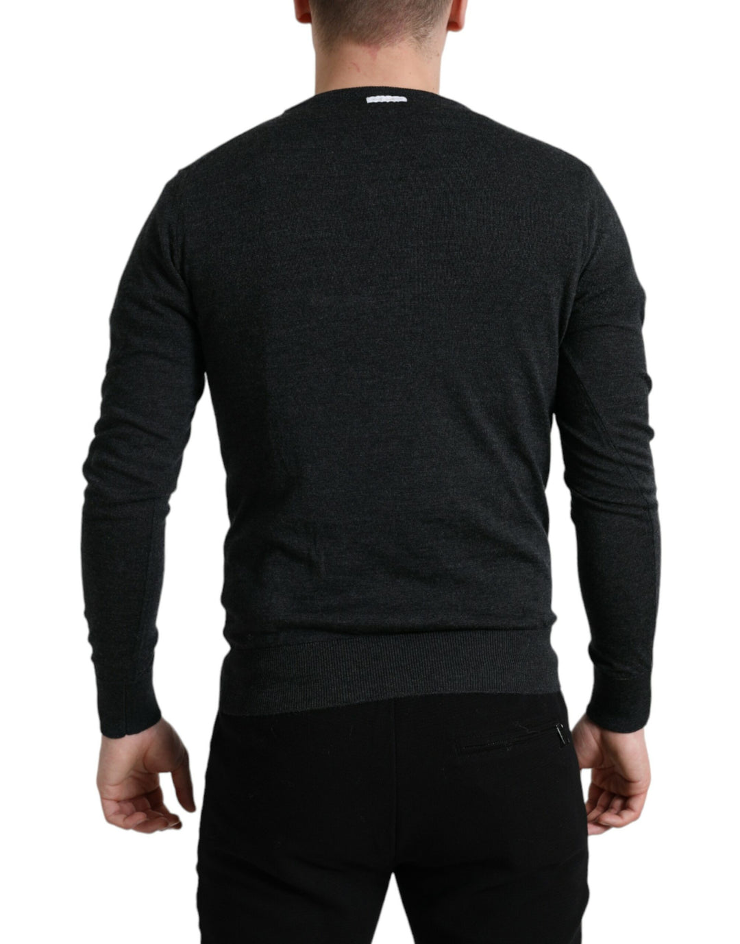 Dolce &amp; Gabbana Gray Wool Round Neck Pullover Sweater