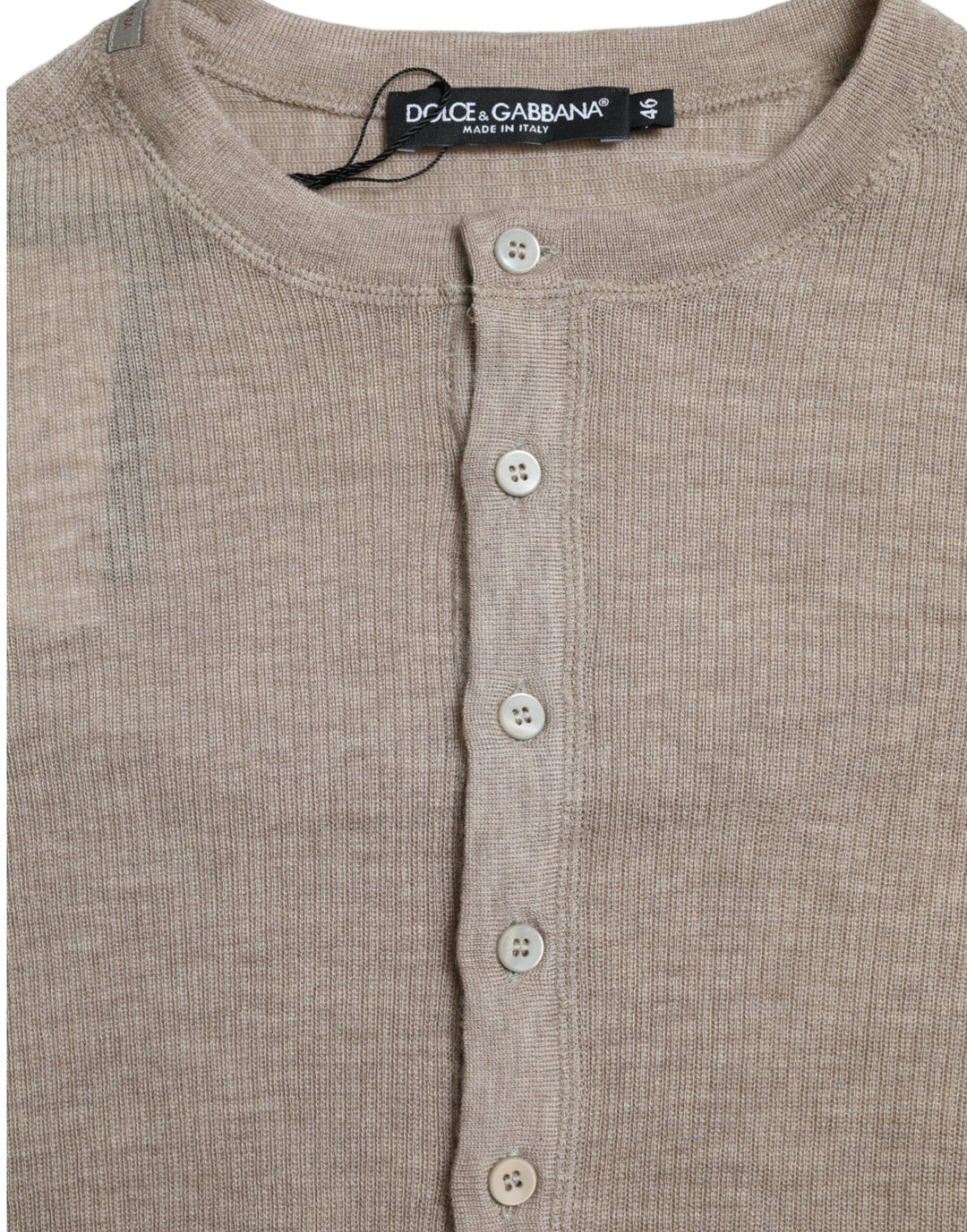 Dolce &amp; Gabbana Henley Pullover Beige Cashmere Sweater